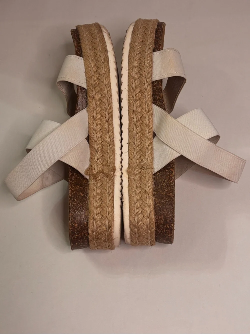 Kahulua -Kahulouis White Espadrille Platform Sandals Elastic Straps - Women's 7
